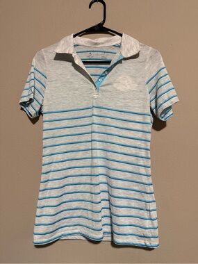 Antigua Light Gray & Blue Striped Polo